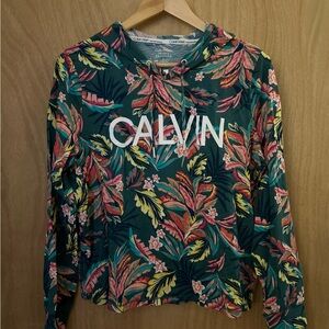 NWT Calvin Klein Performance Teal Floral Hoodie